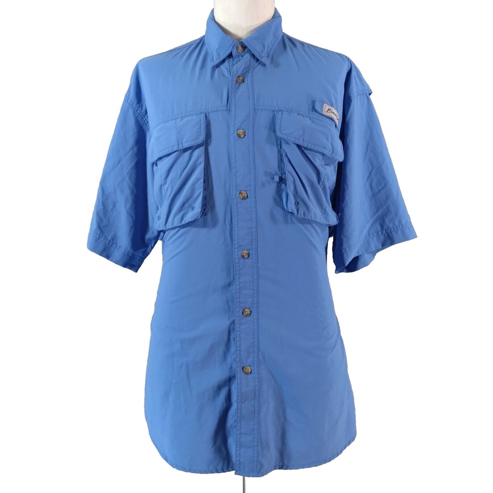 Bimini Bay Shirt Mens XL Blue Outdoor Fishing Short Sleeve Vented Button Up